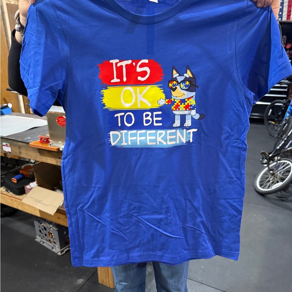 Blue Graphic Tee "It's OK To Be Different"